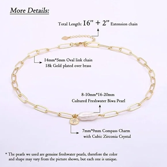 18k Gold Paperclip Chain Choker Satellite Chain Lava Bead Pendant Necklace Daint